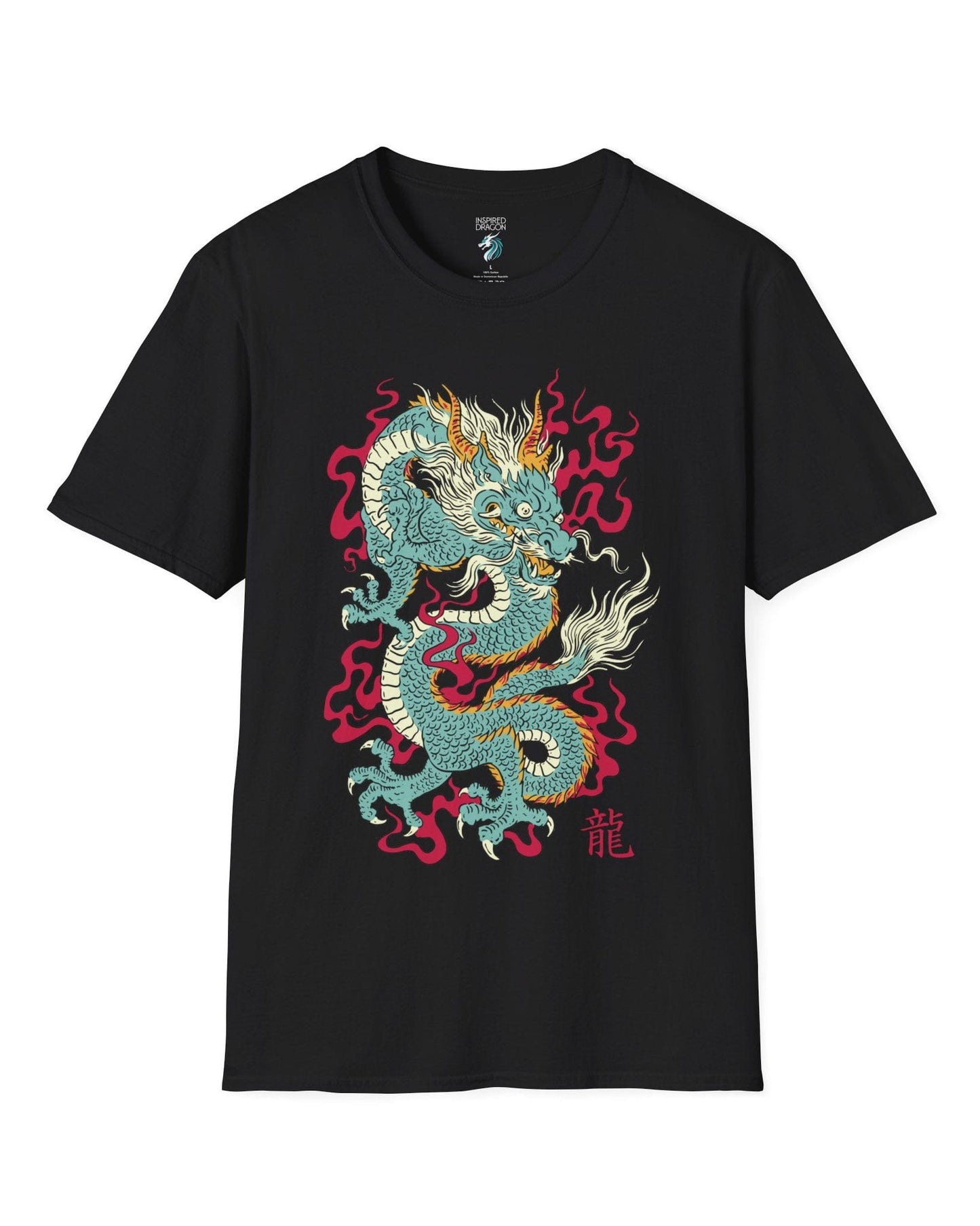 Wrath of the Immortal shirt in black featuring a fierce Eastern dragon with flowing mane and red smoke accents.