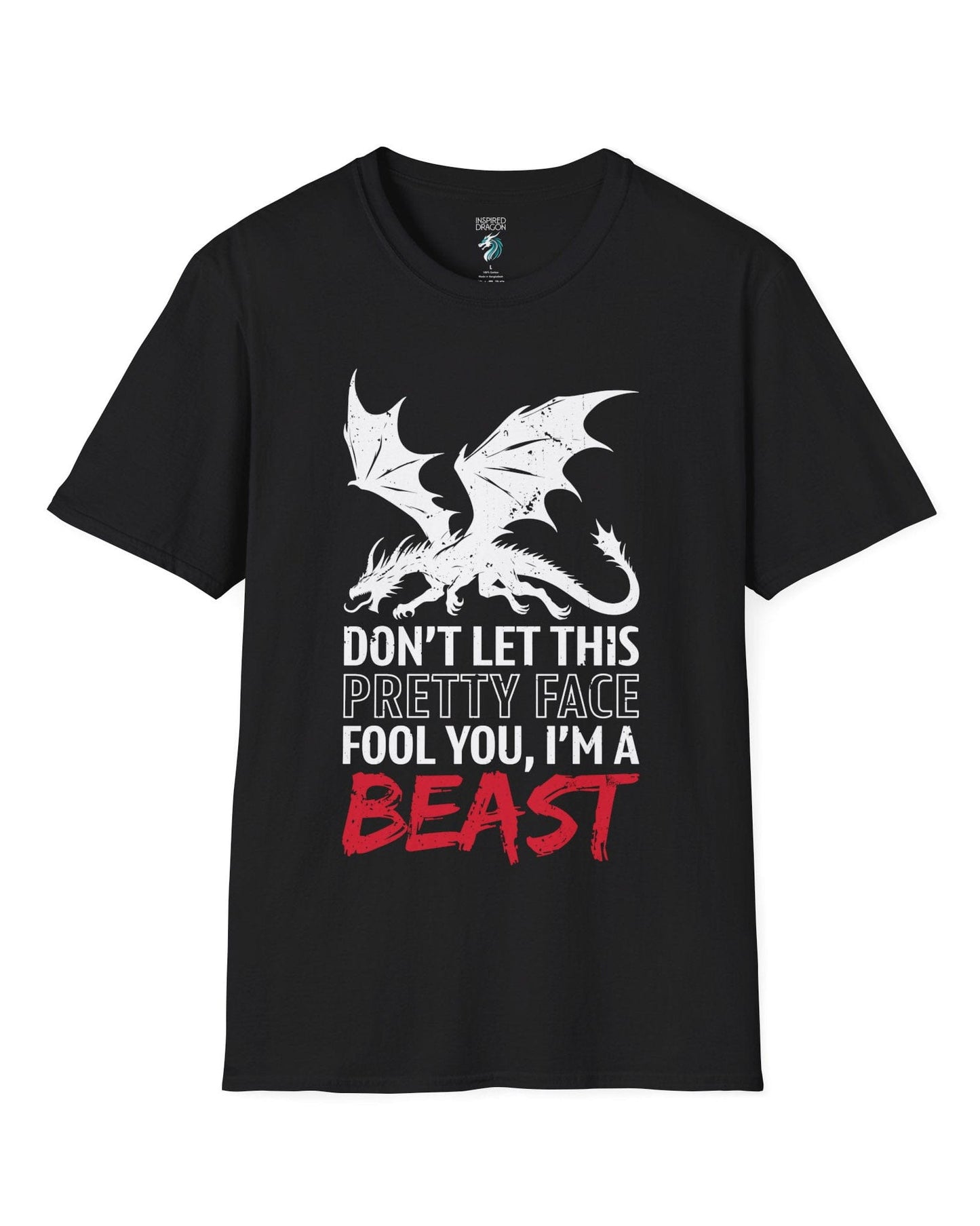 I'm a Beast shirt in black featuring a distressed dragon graphic with bold lettering.