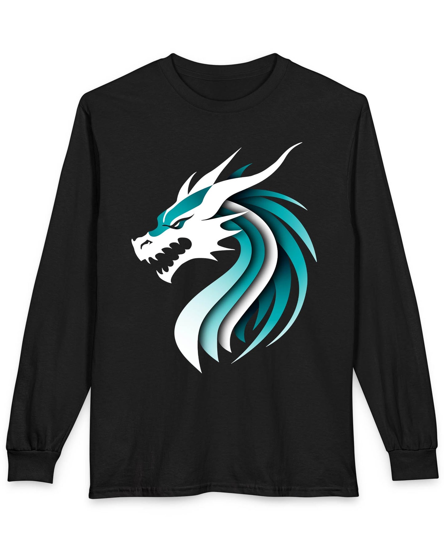 Inspired Dragon Shirt in black with the teal-and-white Inspired Dragon logo, bold lines, and a sleek modern design