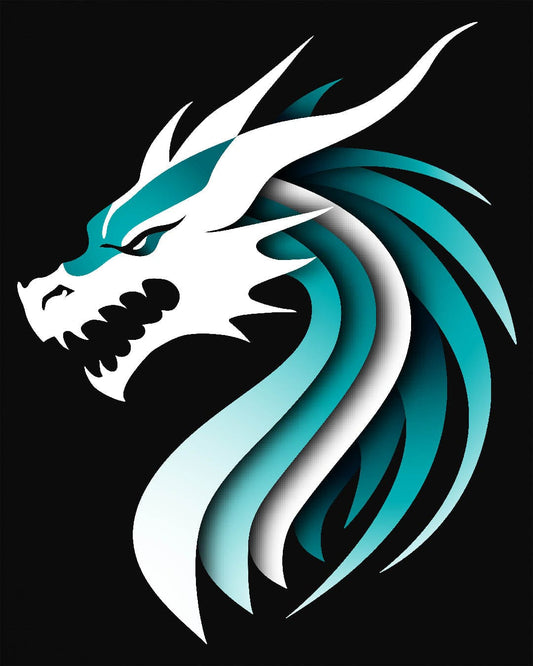 Inspired Dragon Shirt in black with the teal-and-white Inspired Dragon logo, bold lines, and a sleek modern design.