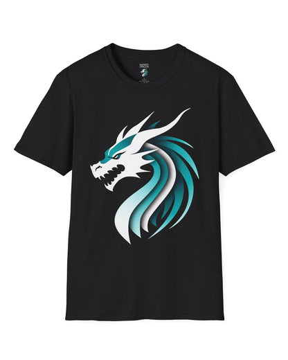 Inspired Dragon Shirt in black with the teal-and-white Inspired Dragon logo, bold lines, and a sleek modern design.

