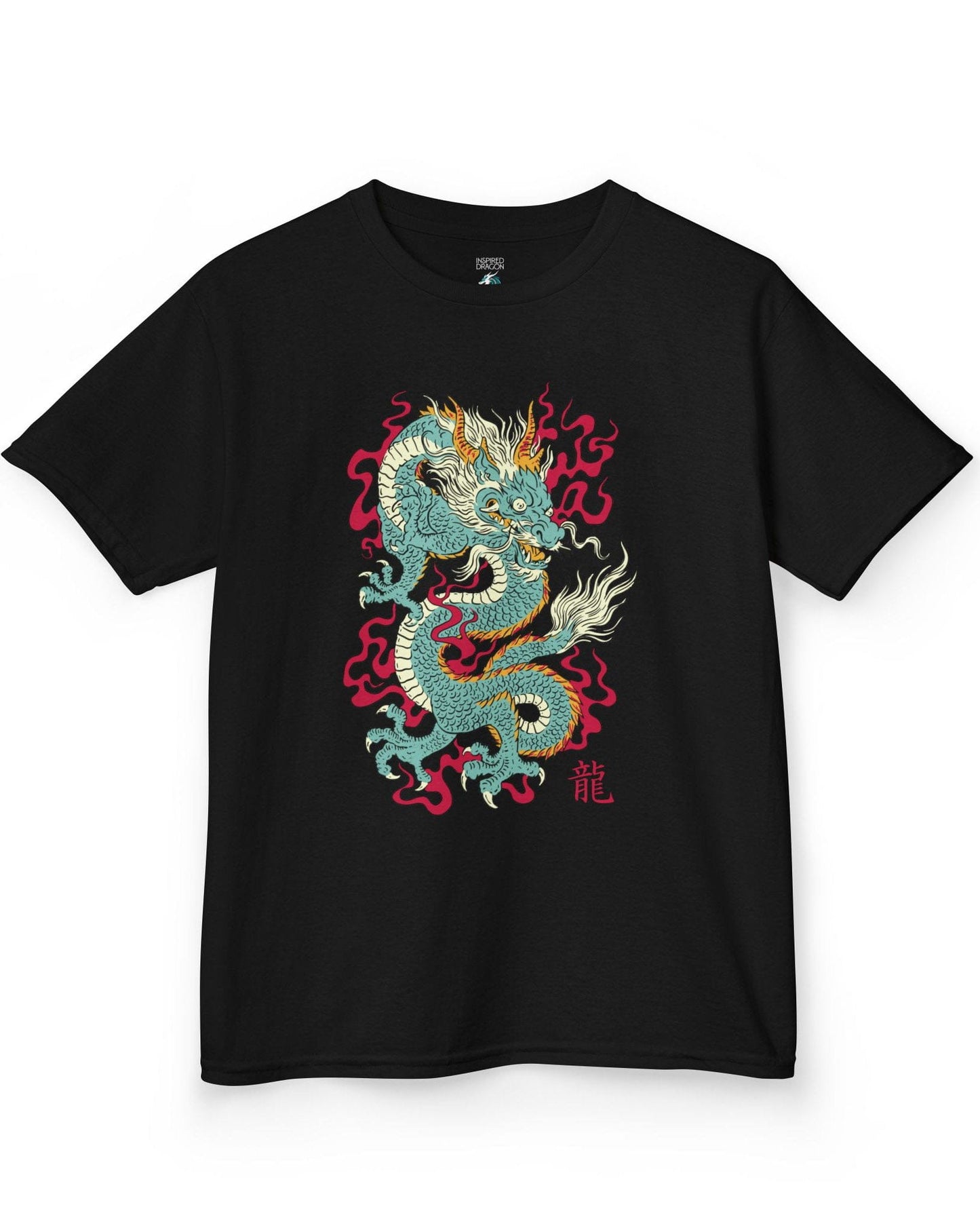 Wrath of the Immortal shirt in black featuring a fierce Eastern dragon with flowing mane and red smoke accents.