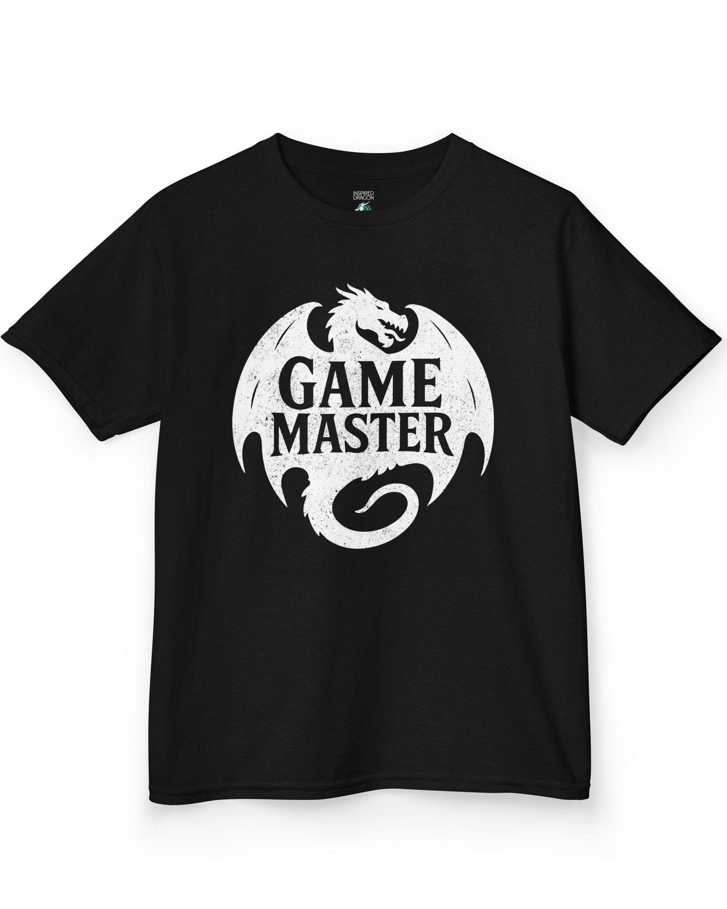 Game Master shirt in black, featuring a distressed dragon silhouette encircling bold text.