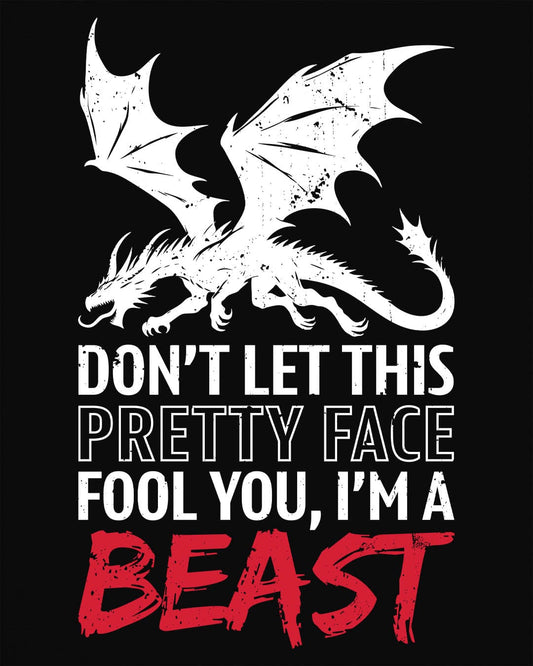 I'm a Beast shirt in black featuring a distressed dragon graphic with bold lettering.