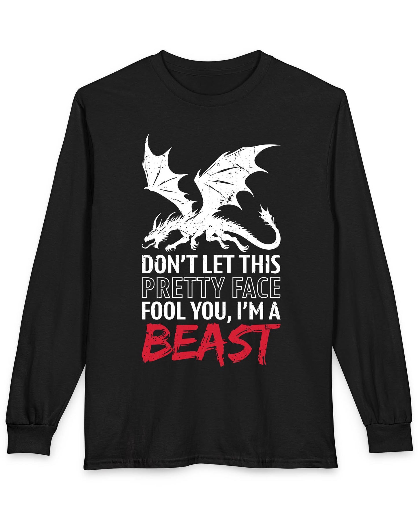 I'm a Beast shirt in black featuring a distressed dragon graphic with bold lettering