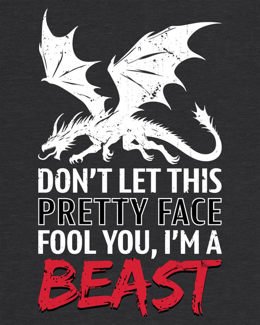 I'm a Beast shirt in dark heather grey featuring a distressed dragon graphic with bold lettering.