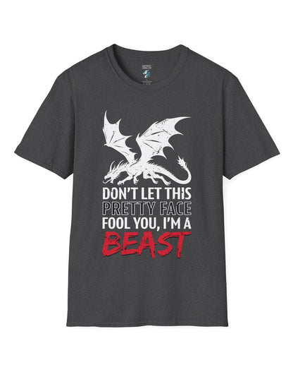 I'm a Beast shirt in dark heather grey featuring a distressed dragon graphic with bold lettering.