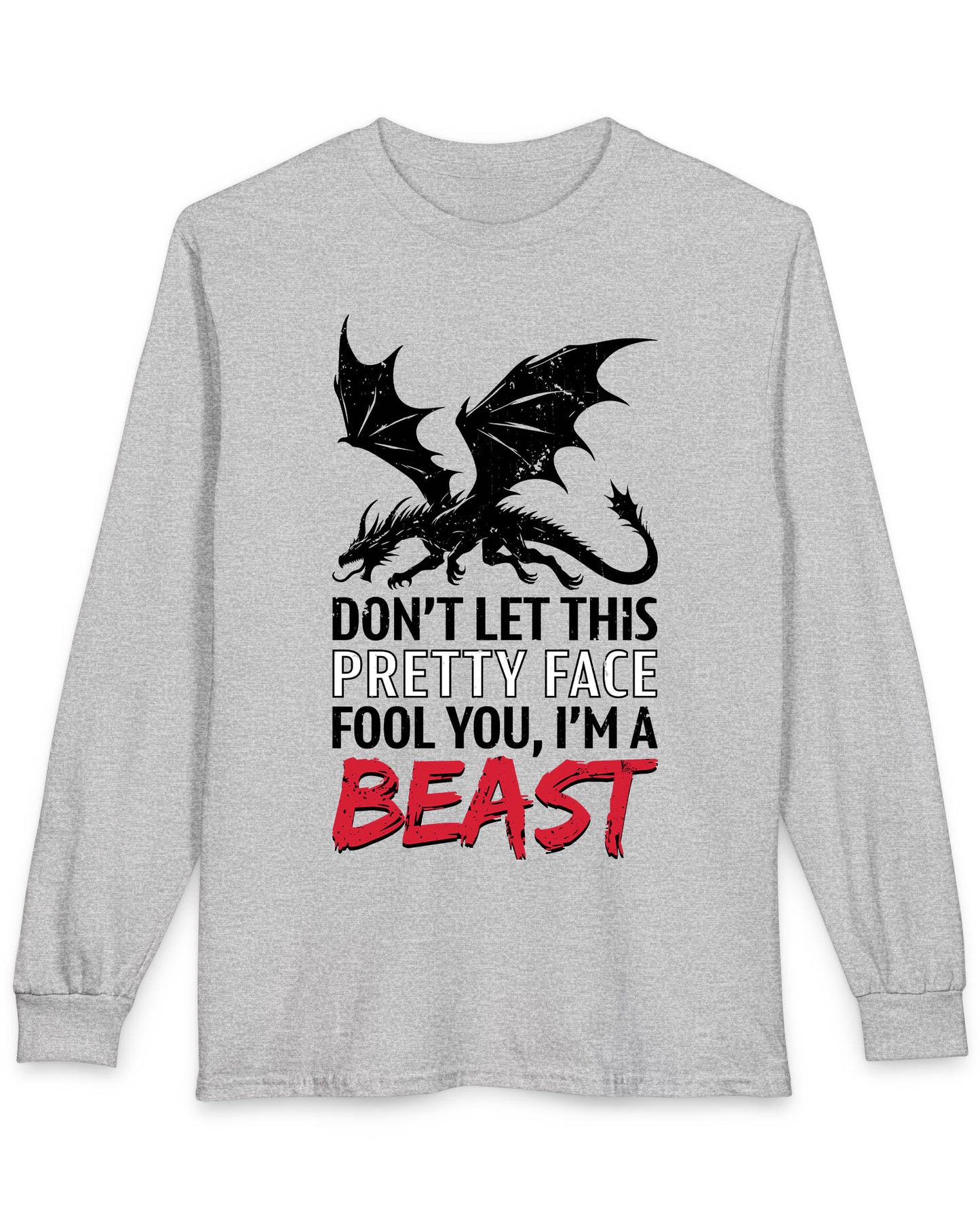 I'm a Beast shirt in sport grey featuring a distressed dragon graphic with bold lettering