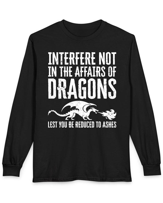 Interfere Not shirt in black featuring bold distressed text and a fire-breathing dragon silhouette