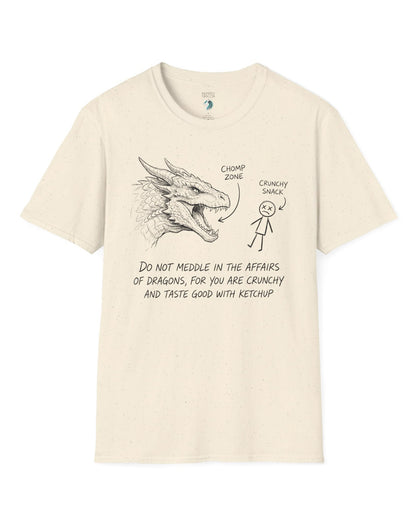 Do Not Meddle Sketch tee in natural with hand-drawn dragon, funny stick figure, and a crunchy warning punchline