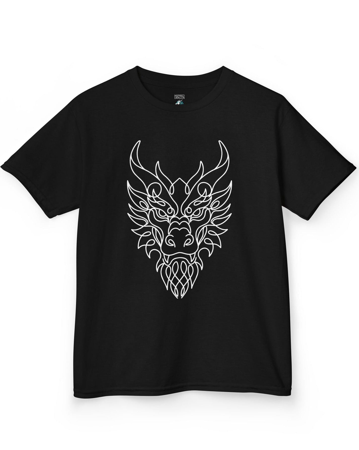 Line Art Dragon shirt in black featuring an elegant line art dragon face with a clean, minimalist style