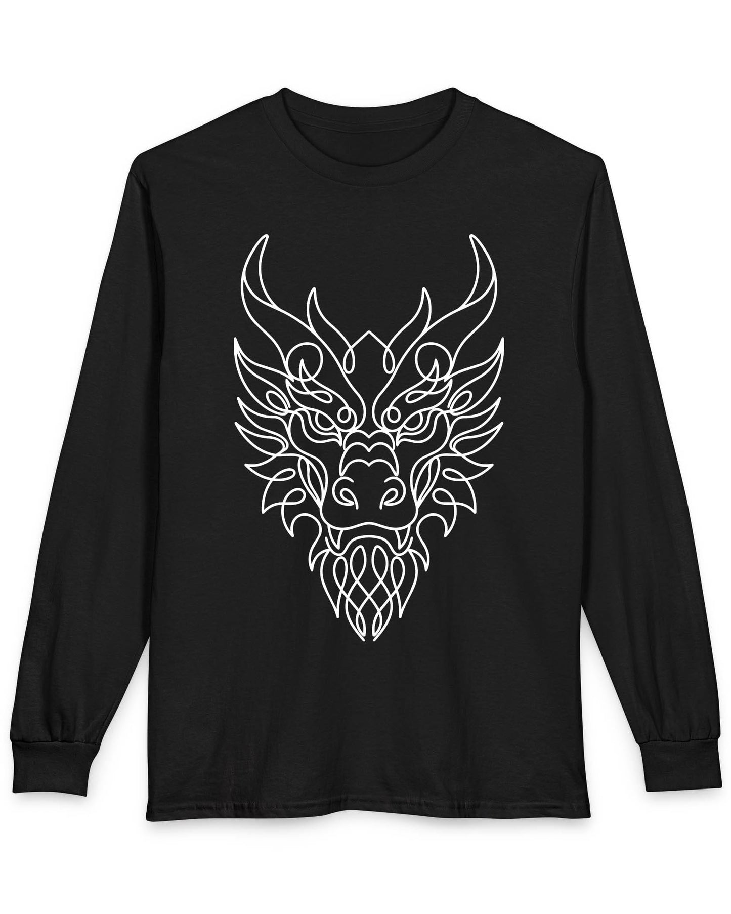 Line Art Dragon shirt in black featuring an elegant line art dragon face with a clean, minimalist style