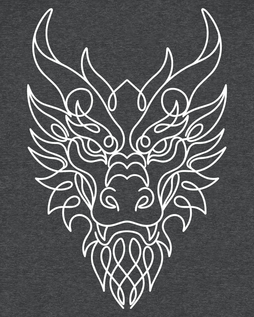 Line Art Dragon shirt in dark heather featuring an elegant line art dragon face with a clean, minimalist style