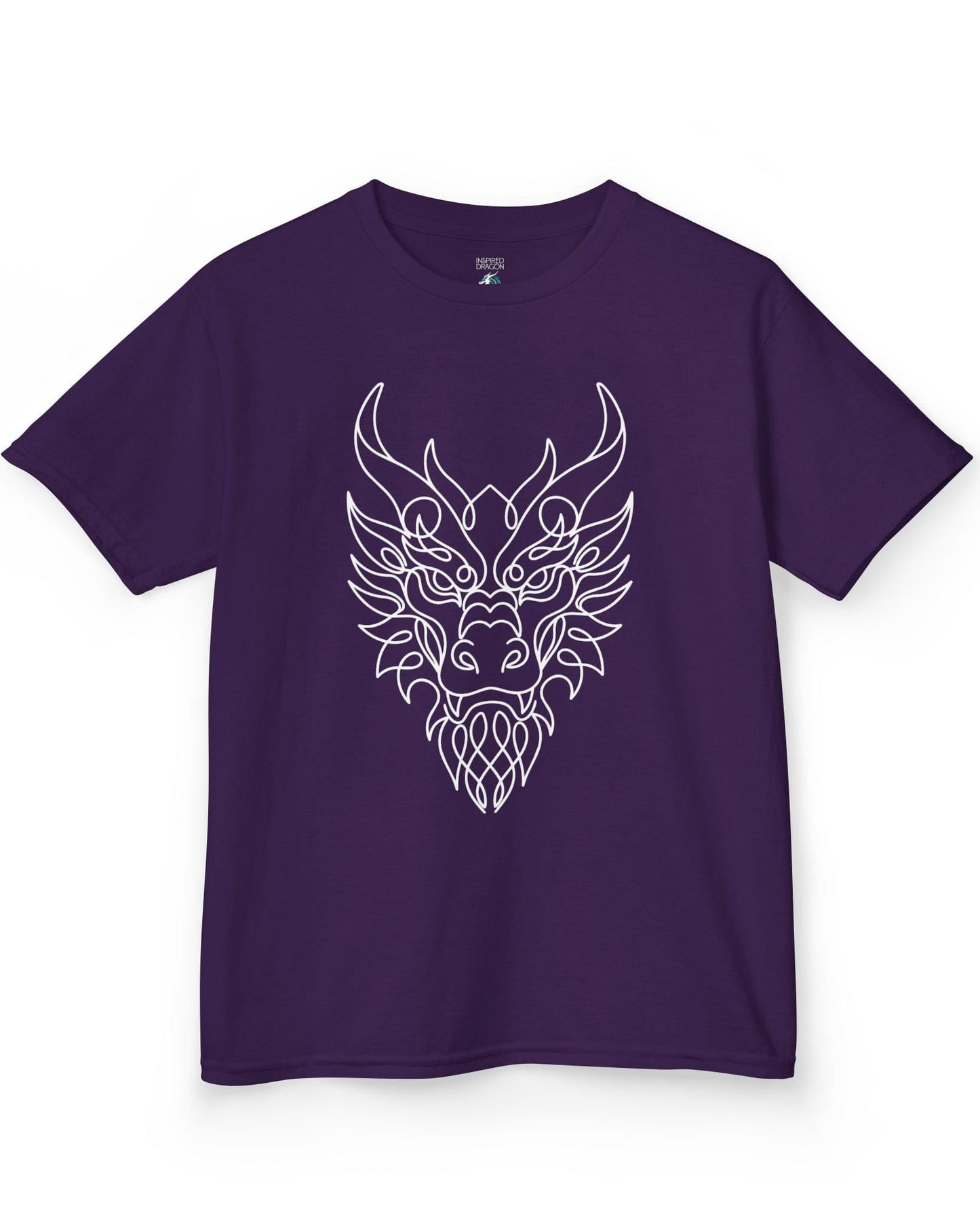 Line Art Dragon shirt in purple featuring an elegant line art dragon face with a clean, minimalist style