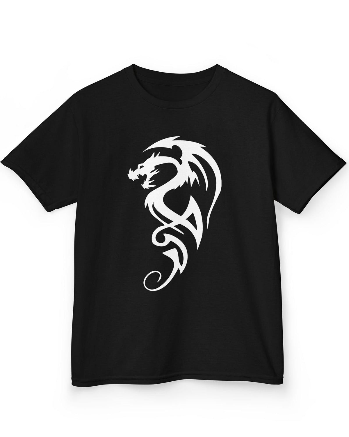 Tribal Dragon Mark shirt in black featuring a white tribal-style dragon silhouette
