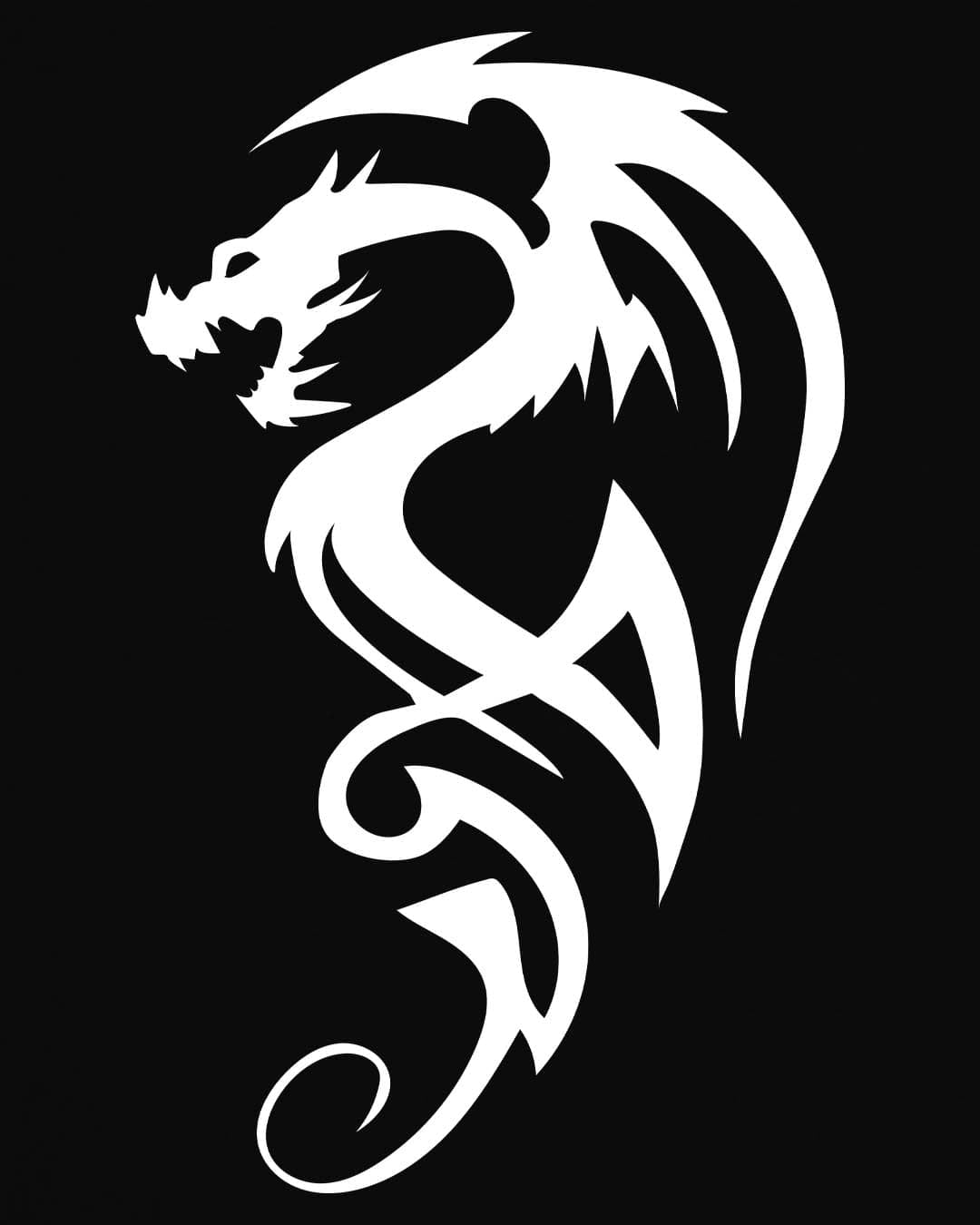 Tribal Dragon Mark shirt in black featuring a white tribal-style dragon silhouette